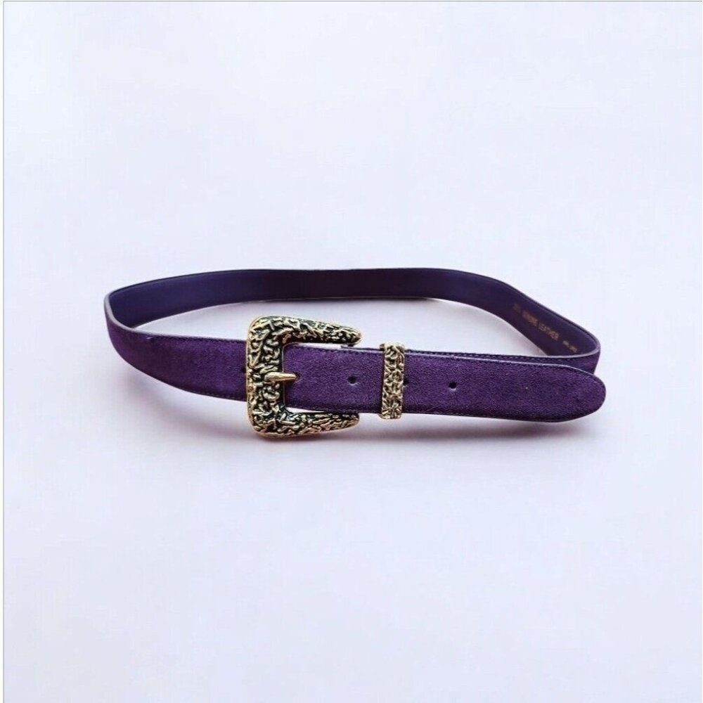 Vintage Genuine Suede Leather Belt color violet Size L - Picture 13 of 13